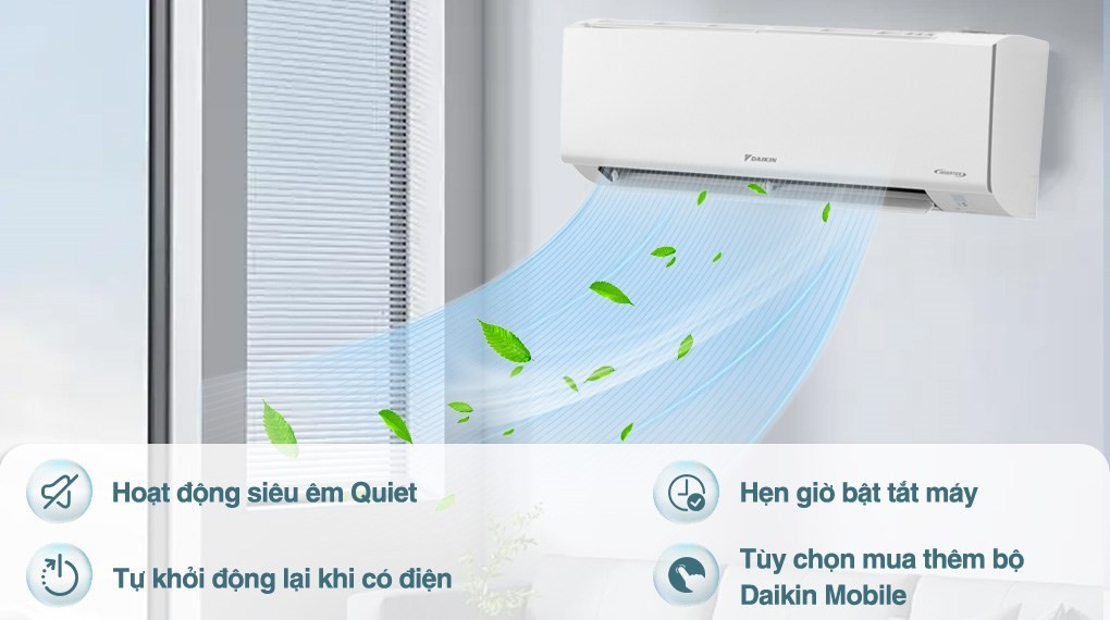 Máy lạnh Daikin Inverter 1.5 HP ATKB35YVMV với loạt tính năng tiện lợi