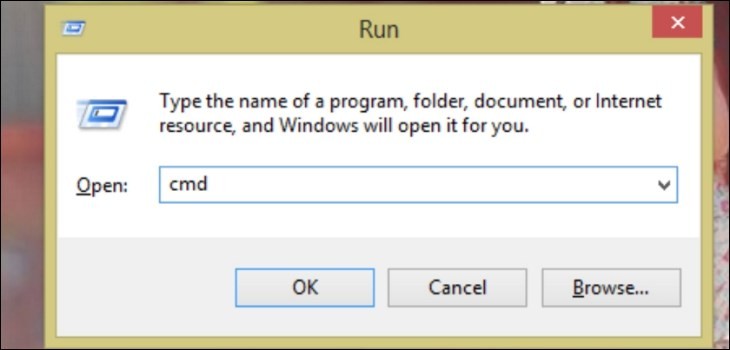 Mở hộp thoại Run và nhập CMD