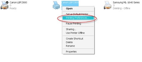 Giao diện cài đặt tính năng in 2 mặt trên driver máy in Canon 3300