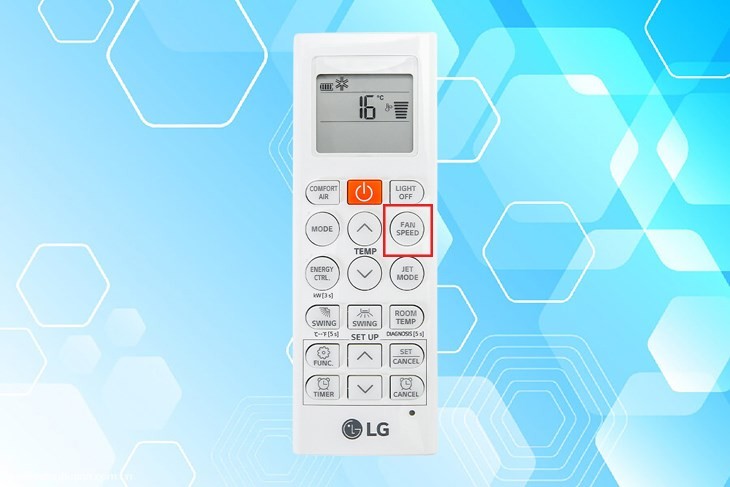 Điều chỉnh tốc độ quạt bằng nút FAN SPEED trên remote LG