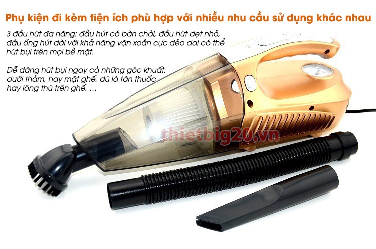 Máy hút bụi ô tô 4 trong 1 tích hợp bơm và đo áp suất lốp