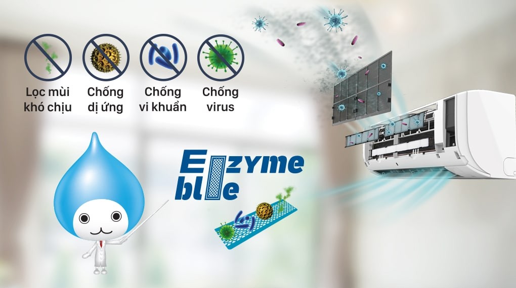 Hệ thống phin lọc không khí Enzyme Blue trên Máy Lạnh Daikin ATKC35UAVMV