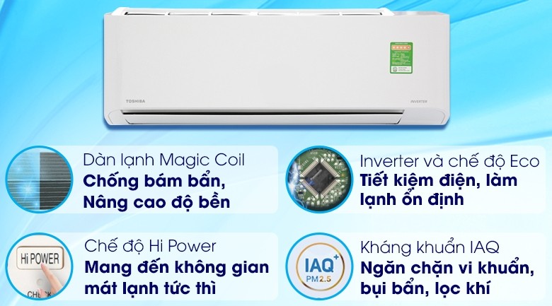 Hình ảnh máy lạnh 1.5 hp tiết kiệm điện nhất Toshiba RAS-H13N4KCVPG-V với công nghệ Inverter