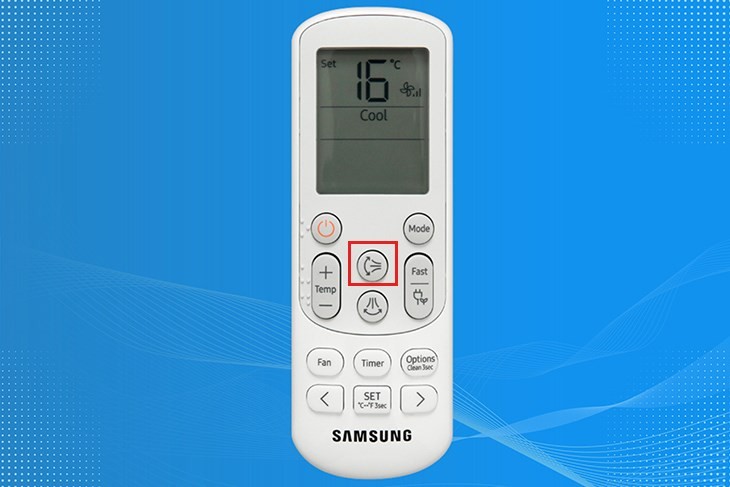 Điều chỉnh hướng gió cánh đảo gió bằng nút Swing trên remote máy lạnh Samsung