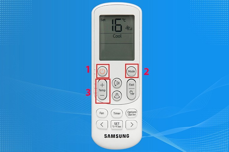 Chọn chế độ sưởi ấm Heat trên remote máy lạnh Samsung (điều hòa 2 chiều)