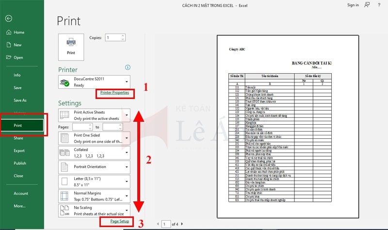 Cách in 2 mặt excel