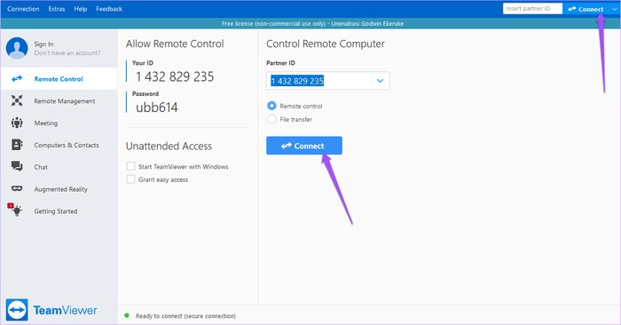 Kết nối đến máy tính từ xa qua TeamViewer