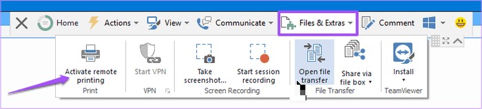 Kích hoạt tính năng in từ xa trong phiên TeamViewer