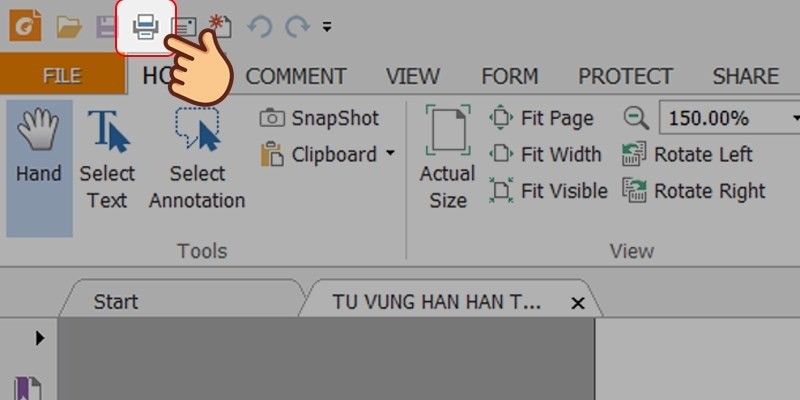 Giao diện in PDF để thiết lập in lật mặt giấy