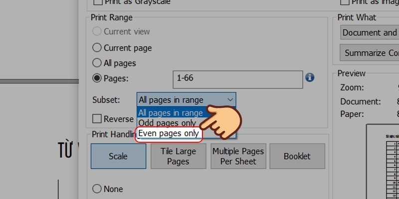 Chọn Only print even pages sau khi in trang lẻ