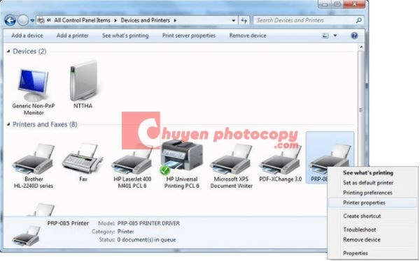 Thiết lập in thu nhỏ trên bảng điều khiển máy photocopy