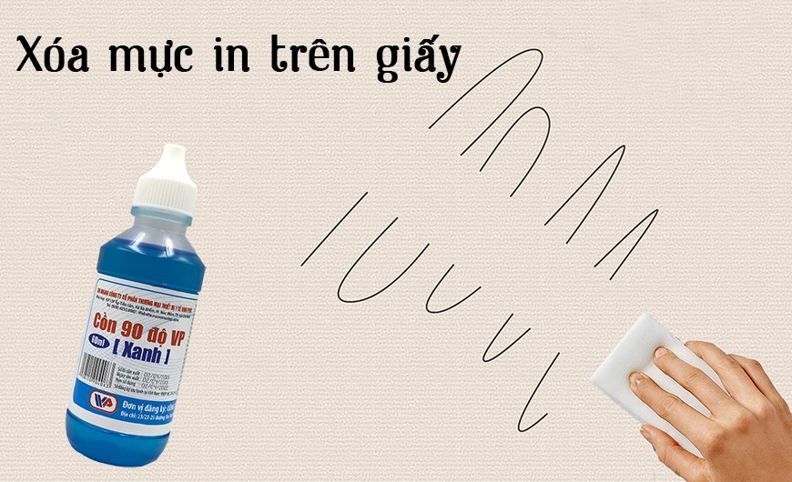 Tẩy mực in laser trên giấy A4 bằng cồn 90 độ