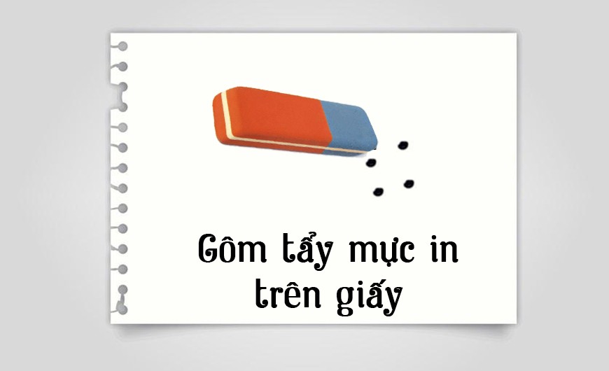 Sử dụng gôm tẩy mực hai đầu trên giấy A4