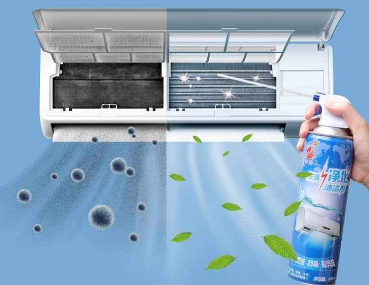 Chai dung dịch vệ sinh máy lạnh dạng xịt tiện lợi