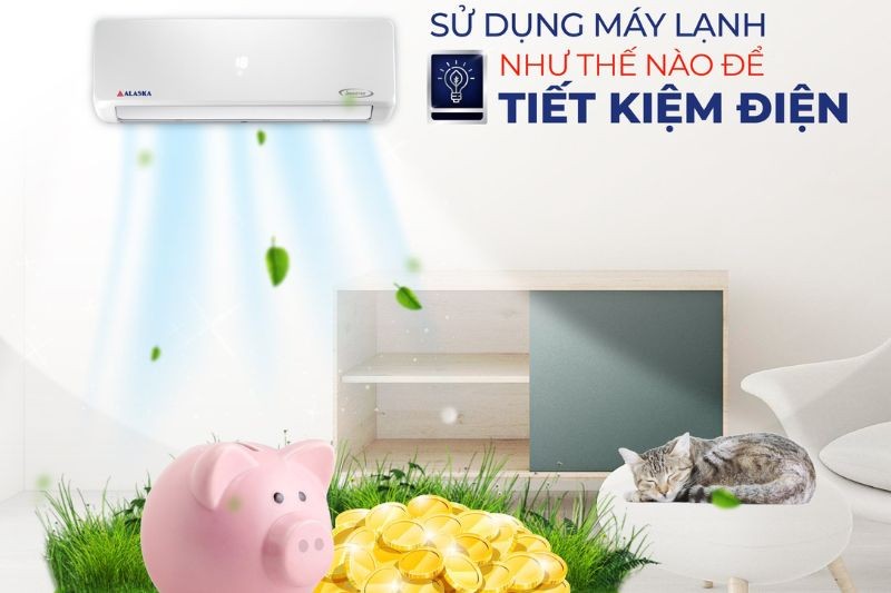 Hình ảnh người dùng điều khiển **máy lạnh Alaska** bằng remote