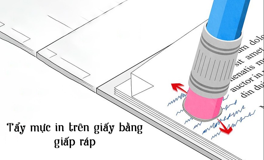 Dùng giấy nhám mịn để loại bỏ mực in trên giấy