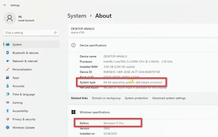 Kiểm tra thông tin hệ thống máy tính để xác định phiên bản Windows