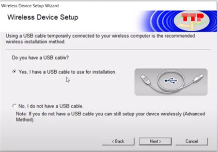 Yêu cầu cắm cáp USB tạm thời khi cài đặt WiFi Brother