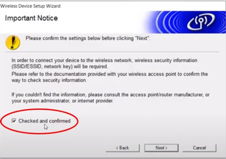 Xác nhận kết nối USB để cài đặt WiFi Brother