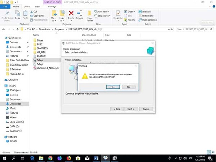 Tiến trình sao chép file driver vào máy tính