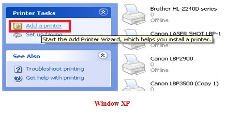 Chọn Add printer để bắt đầu cài đặt máy in HP LaserJet P2014