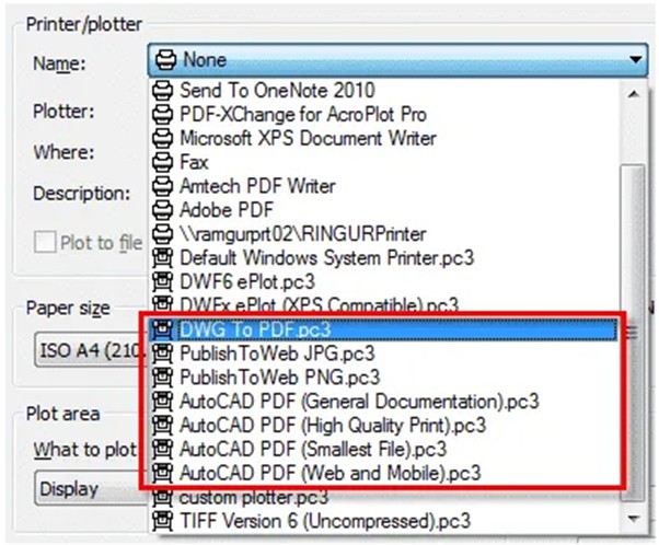 Cách in bản vẽ PDF AutoCAD: Cửa sổ Plot và lựa chọn máy in DWG to PDF
