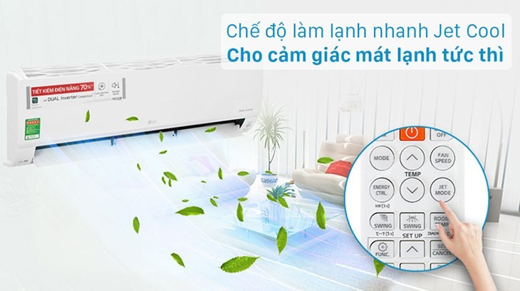 Kích hoạt chế độ vận hành nhanh bằng nút JET MODE trên remote LG