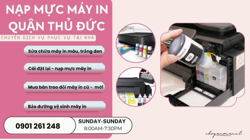 Dịch vụ nạp mực máy in Thủ Đức chuyên nghiệp tận nơi
