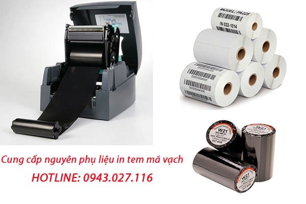 Vật tư in ấn: Giấy in mã vạch và cuộn mực in ruy băng