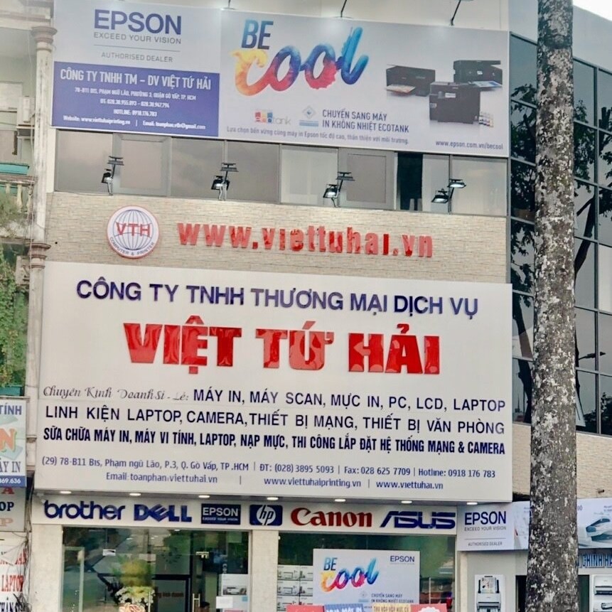 Logo và thông tin Công ty Việt Tứ Hải, đối tác bảo hành máy in Epson tại TP.HCM