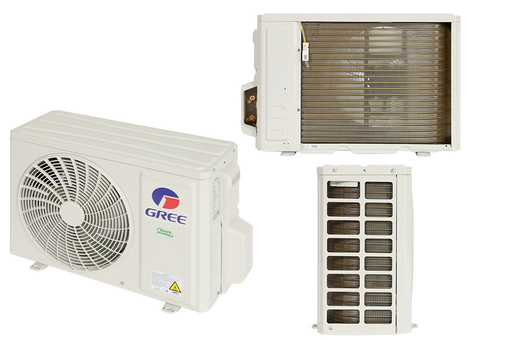 Cục nóng máy lạnh Gree Inverter 1 HP, minh họa cấu tạo cục nóng