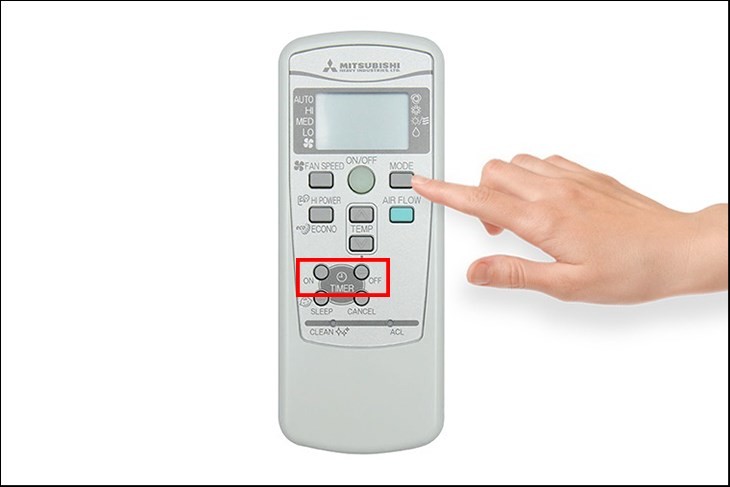 Cách hẹn giờ máy lạnh Mitsubishi Heavy sử dụng nút ON TIMER/OFF TIMER trên remote