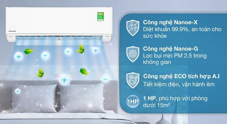 Máy lạnh Panasonic Inverter 1 HP CU/CS-XU9XKH-8 được minh họa với thời gian bảo hành chính hãng là 1 năm