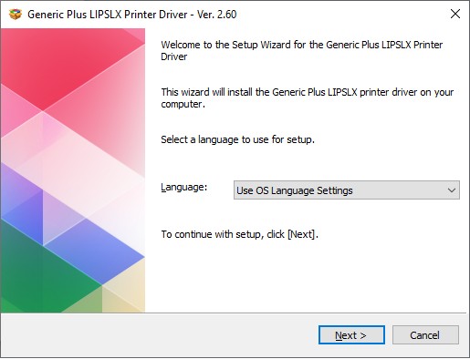 Màn hình cài đặt driver Canon LBP 8780x