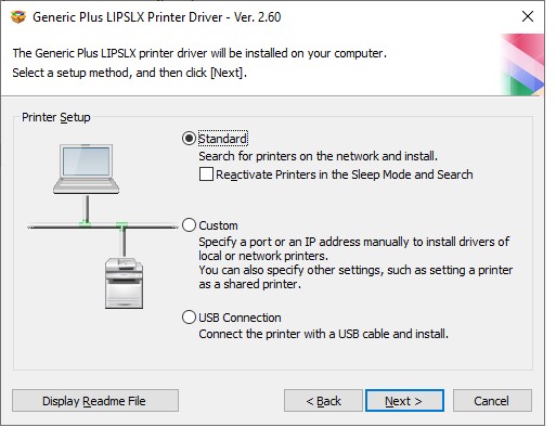 Chọn kiểu cài đặt driver Canon LBP 8780x (Standard)