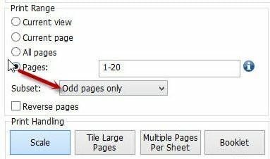 Chọn Odd pages only để in 2 mặt A4 file PDF (thủ công)