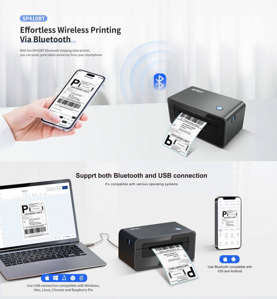 Kích thước máy in nhiệt IDPRT SP410BT
