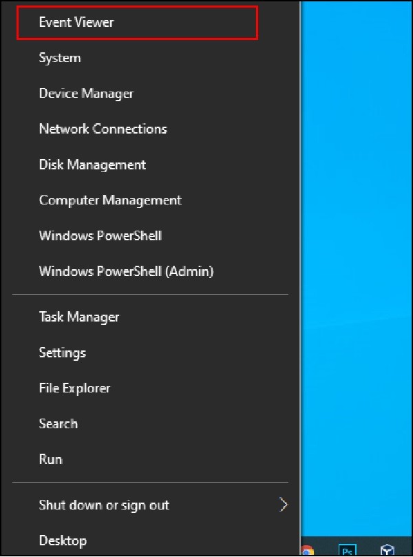 Mở Event Viewer để kiểm tra lịch sử in