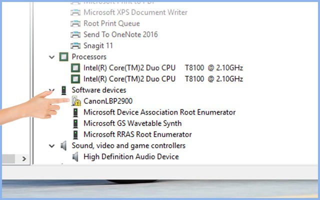 Màn hình hiển thị máy in Canon 2900 đang ở chế độ Offline