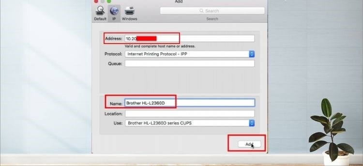 Thêm máy in mới trên Macbook qua địa chỉ IP mạng LAN