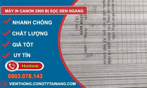 Hình ảnh bản in thử từ máy in Canon 2900 bị sọc đen ngang