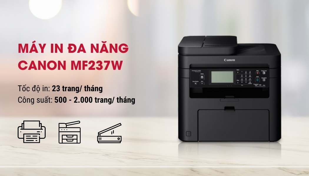 Máy in Canon MF237W đa chức năng màu đen