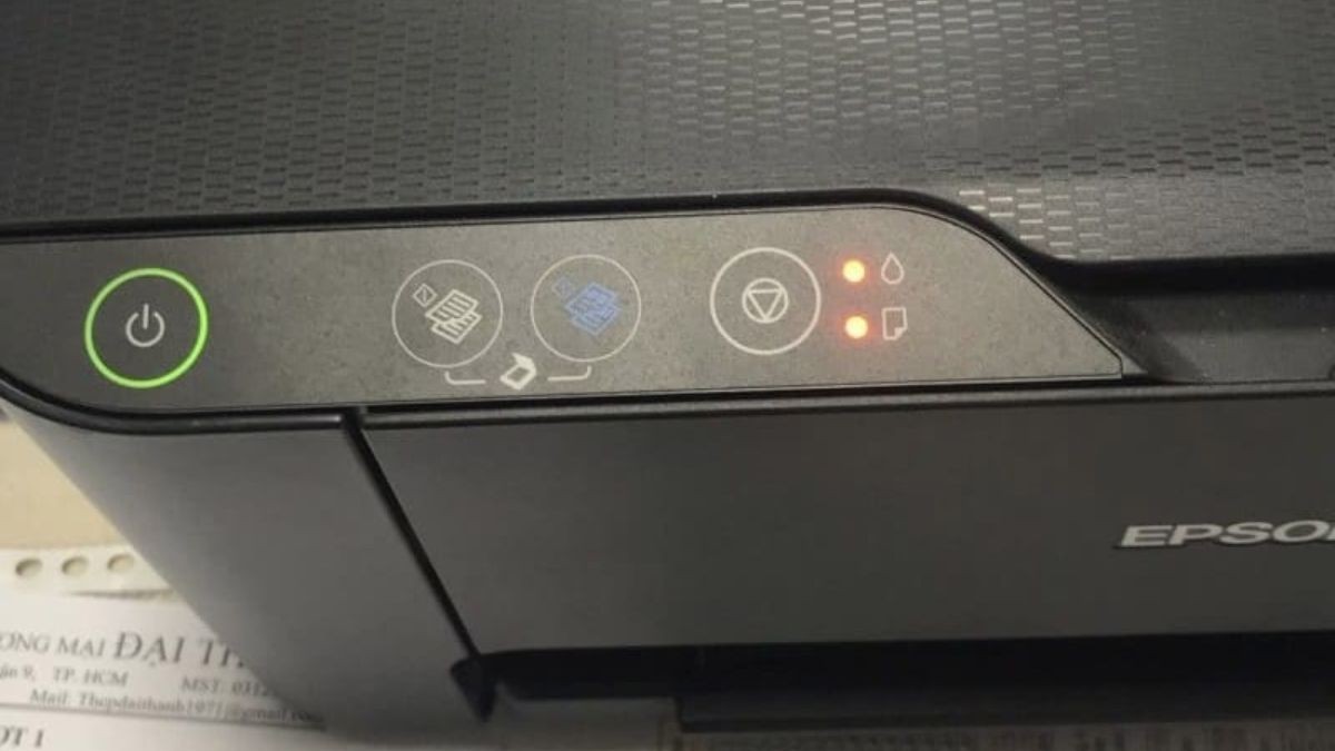 Máy in Epson báo lỗi 2 đèn đỏ nhấp nháy