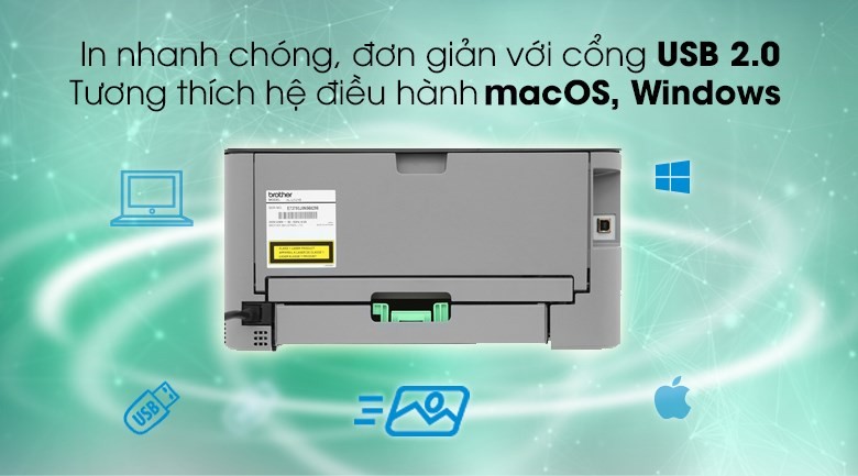 Máy in laser trắng đen Brother HL-L2321D - Kết nối