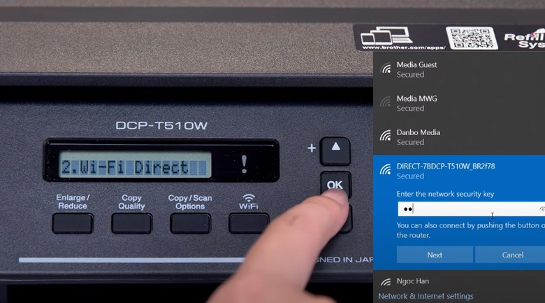 Máy in phun màu đa năng Brother DCP-T510W Wifi - In không dây Wifi Direct