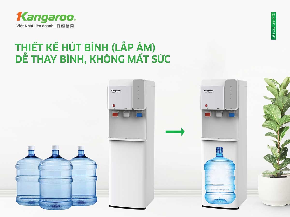 Ngăn chứa bình nước âm dưới chân máy Kangaroo KG63A3