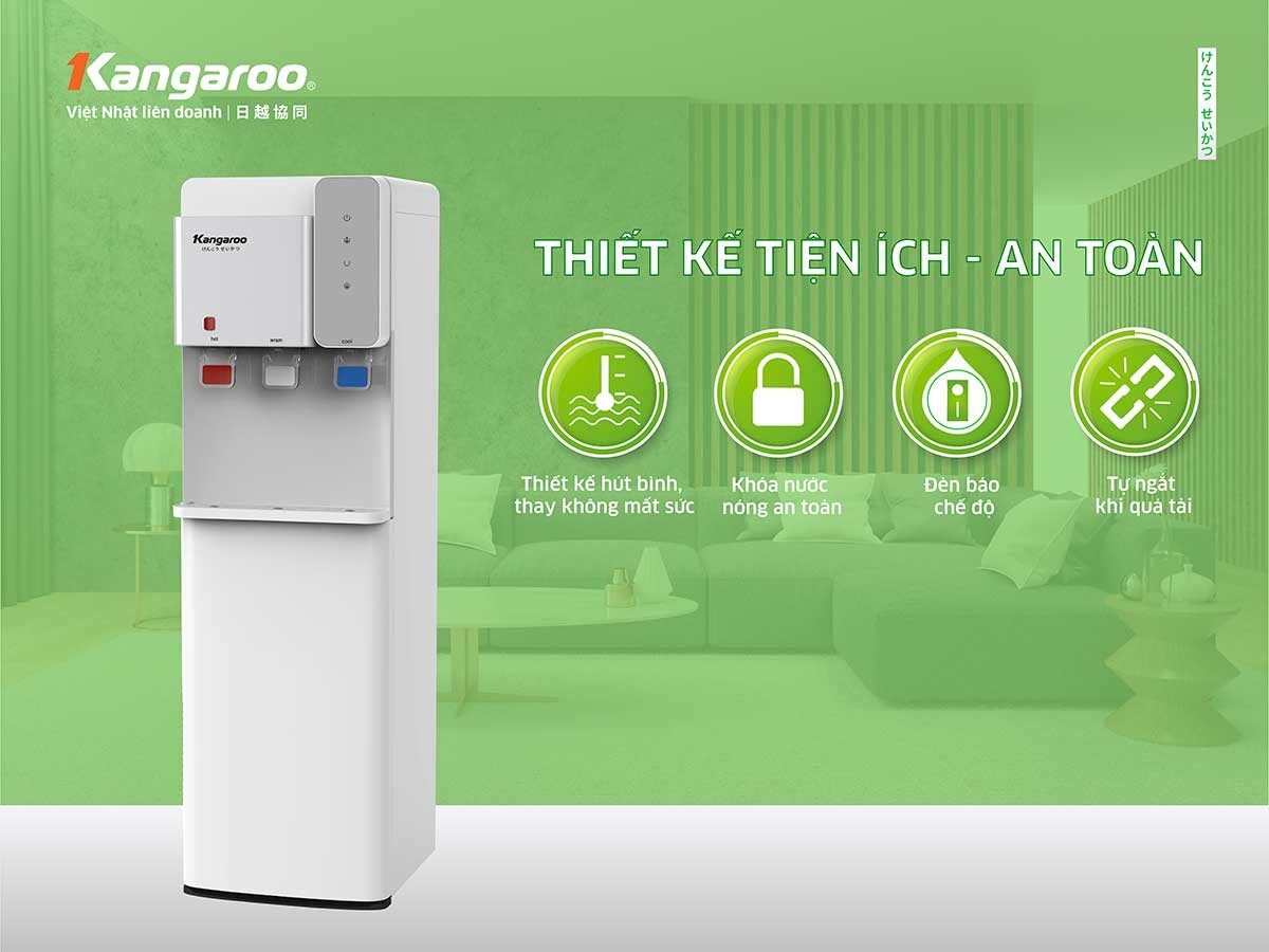 Chi tiết vòi lấy nước và đèn báo trên Kangaroo KG63A3