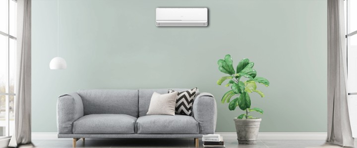Gia đình sử dụng máy lạnh trong phòng khách, chọn công suất phù hợp cho không gian chung