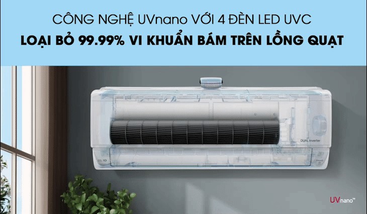 Công nghệ độc quyền UVnano trên máy lạnh LG giúp loại bỏ 99,99% vi khuẩn gây hại