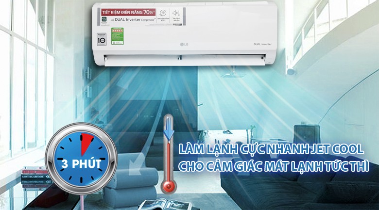 Chế độ làm lạnh nhanh Jet Cool trên máy lạnh LG V10ENV